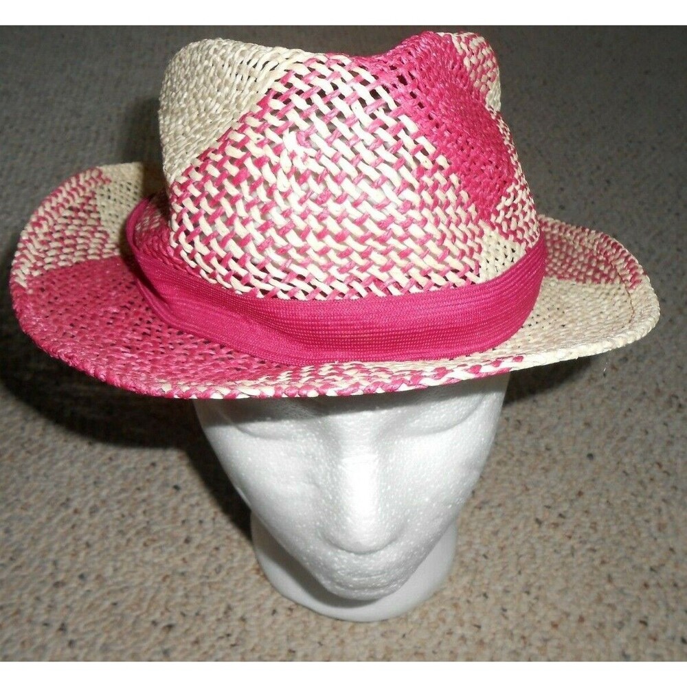 SOM-HER Camping Shaped Size Lightweight Heavy Duty Pink Fedora Hat EUC Size L